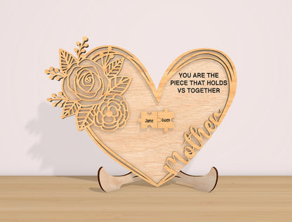 Mom Rose Heart Sign SVG Bundle 5 Designs for LightBurn and xTool