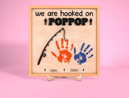 Personalized Fishing Handprint Dad Sign SVG Laser Cut File for Glowforge and LightBurn