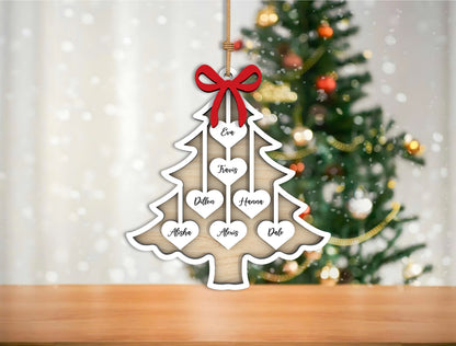 Personalized Family Christmas Tree Ornament SVG with Names 5