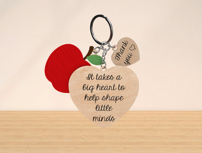 Teacher Keychain SVG Bundle “It Takes a Big Heart” Laser Cut File for Glowforge and xTool