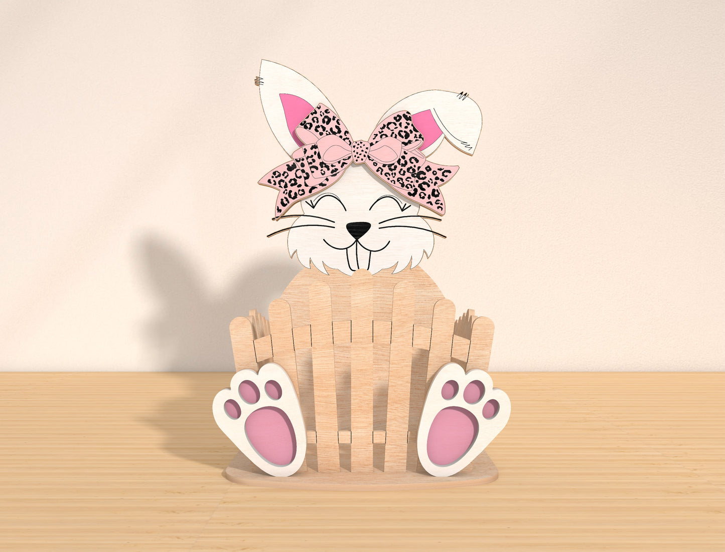 Easter Bunny Fence Tabletop Decor SVG Spring Wood Sign for LightBurn and xTool