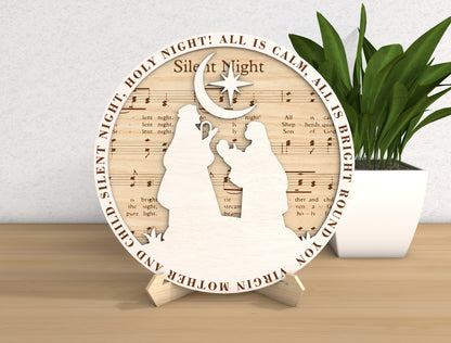 Christmas Nativity Sheet Music Round Sign SVG Bundle 5