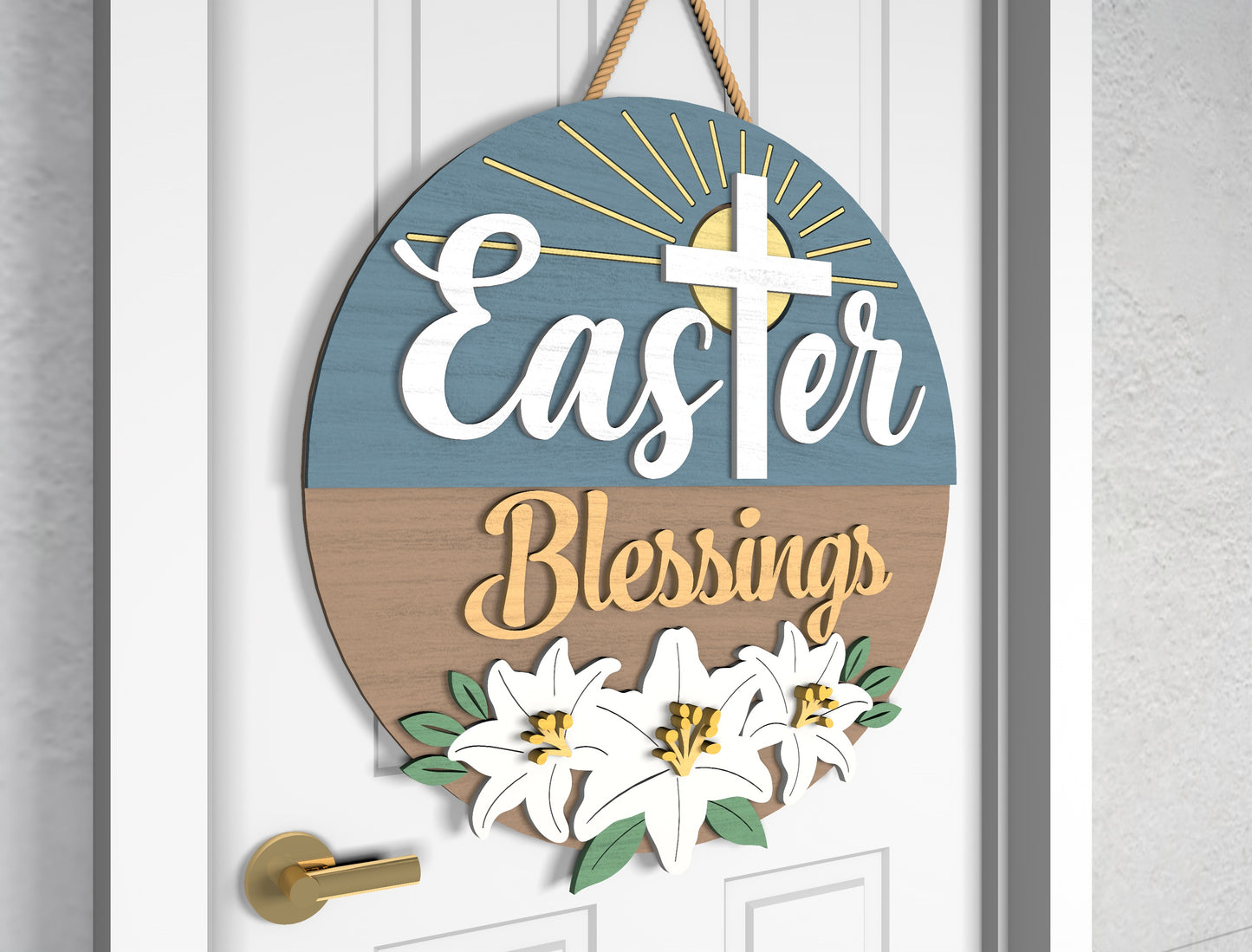 Easter Blessings Cross Door Signs SVG Bundle 2 Designs for Glowforge and xTool
