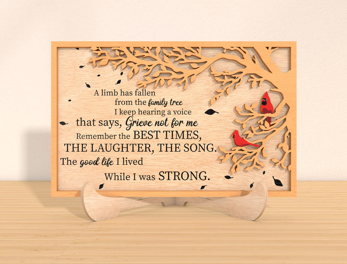 Cardinal Memorial Tabletop Sign SVG Family Tree Laser Cut File for Glowforge and LightBurn