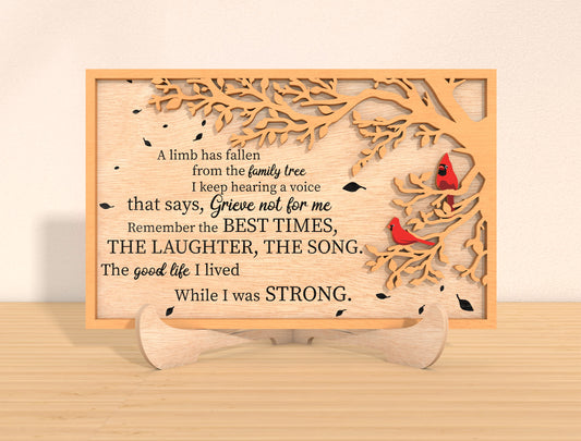 Cardinal Memorial Tabletop Sign SVG Family Tree Laser Cut File for Glowforge and LightBurn