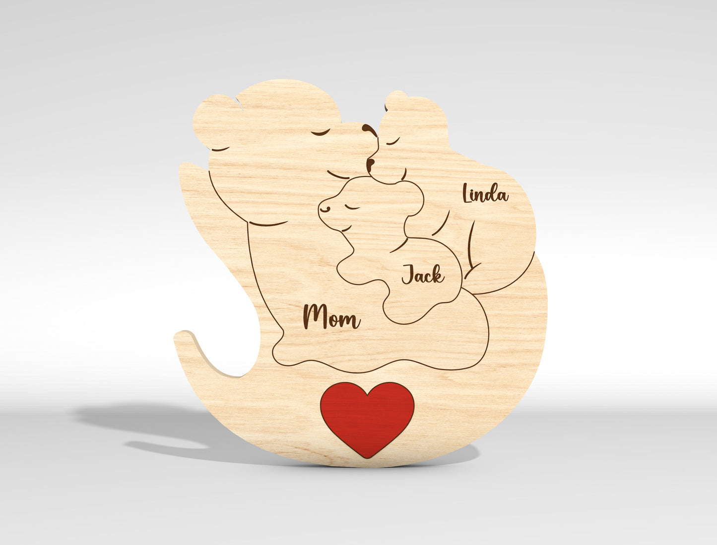 Custom Name Mama Bear Puzzle Sign SVG for xTool and LightBurn