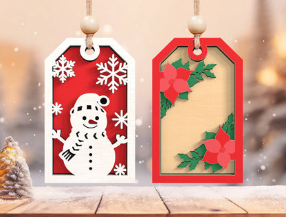 Layered Christmas Gift Tag Ornament SVG Bundle 4