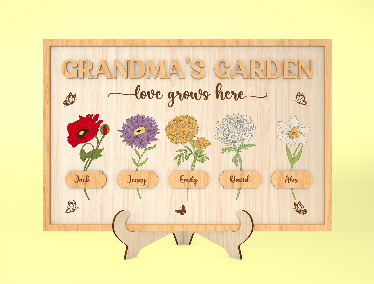 Grandma's Garden Birth Month Flower Sign SVG for Glowforge