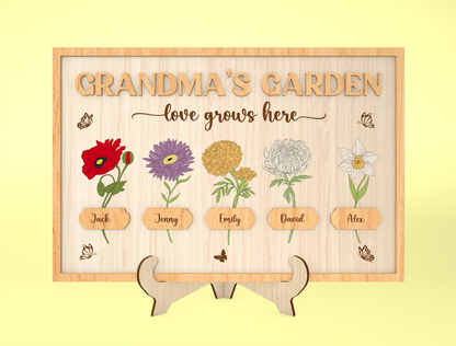 Grandma's Garden Birth Month Flower Sign SVG for Glowforge