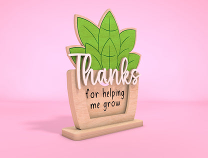 Teacher Plant Card Holder Laser Cut File for xTool Laser Cut