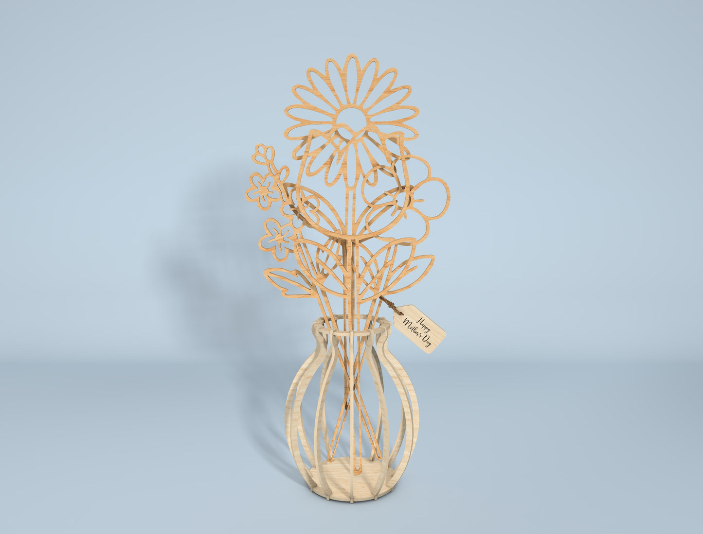 Floral Vase Stand Line Art SVG Bundle for Glowforge and LightBurn