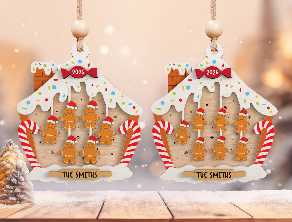 Personalized Gingerbread House Family Christmas Ornament SVG 4