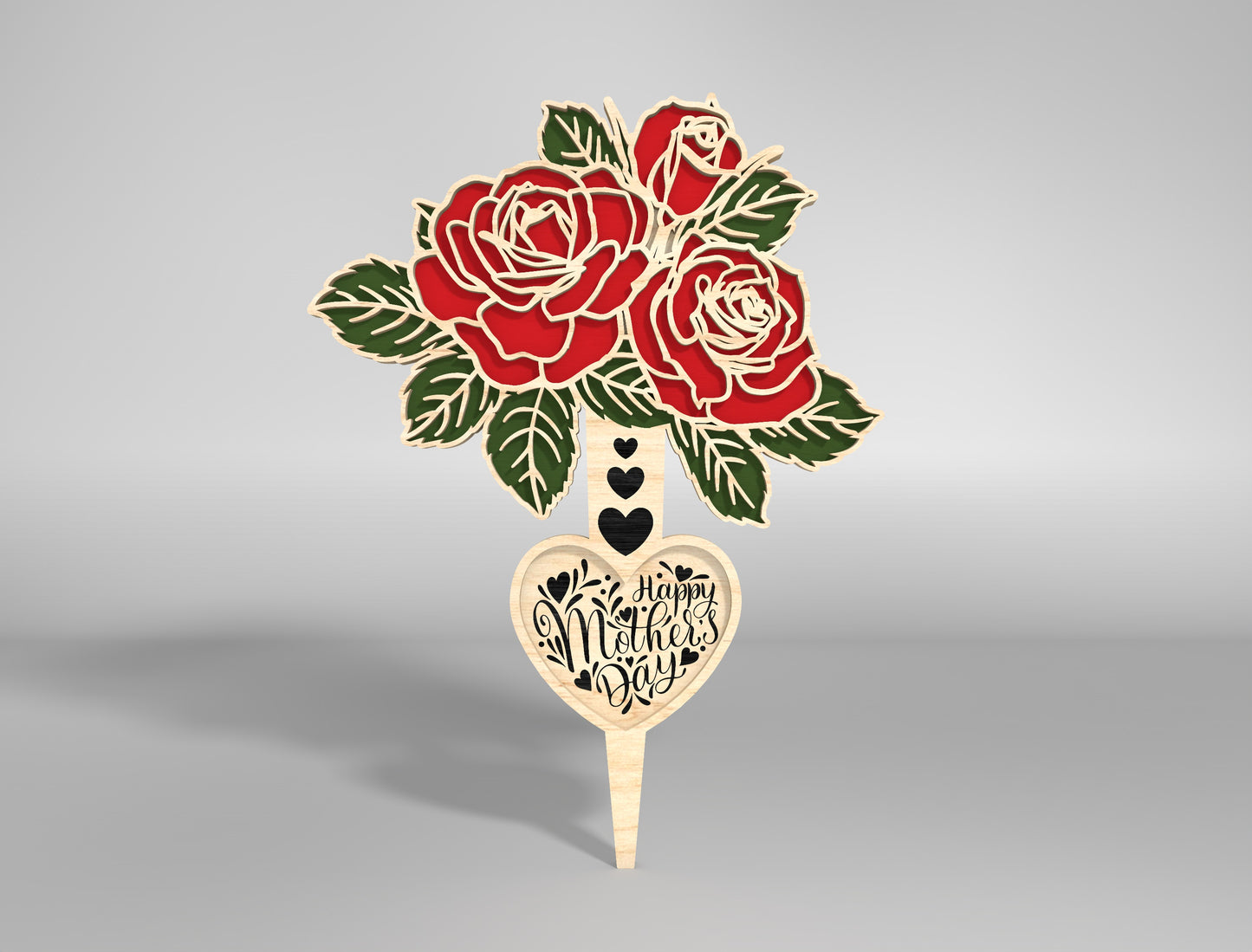 Rose Bouquet Plant Stake SVG Mother's Day Garden for Glowforge