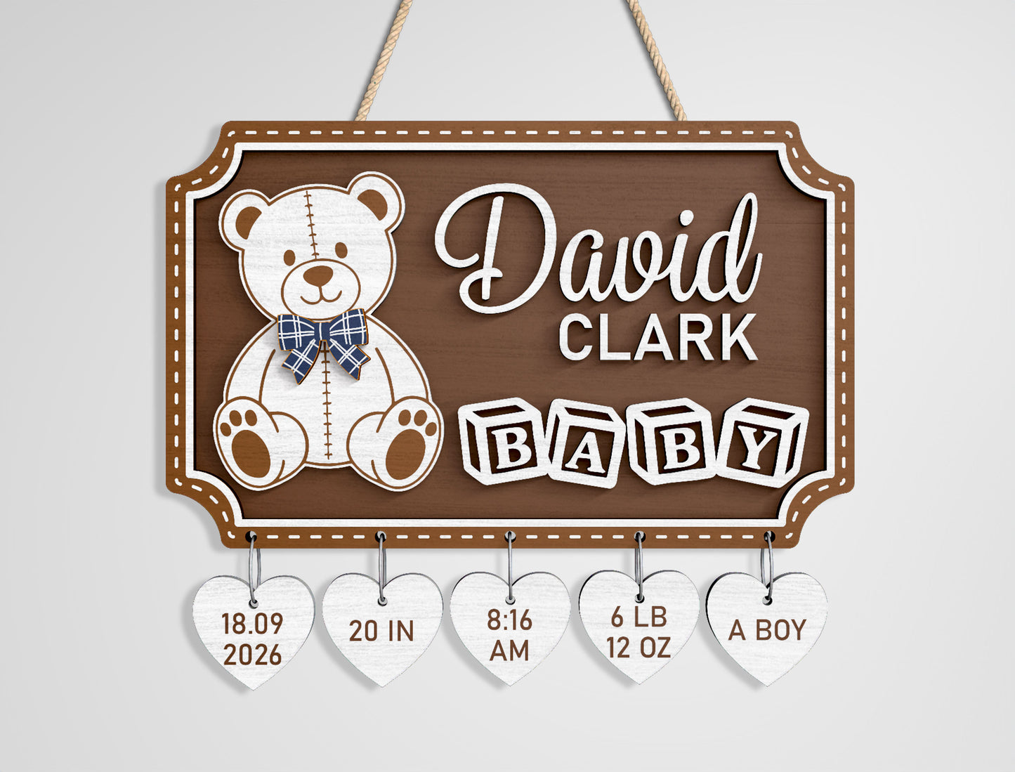 Woodland Baby Name Sign SVG File for Glowforge and xTool