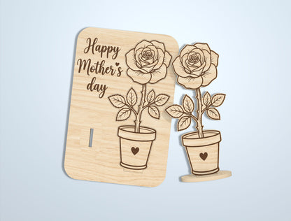 Floral Card Stand SVG Bundle Mother's Day Laser Cut File for Glowforge and xTool
