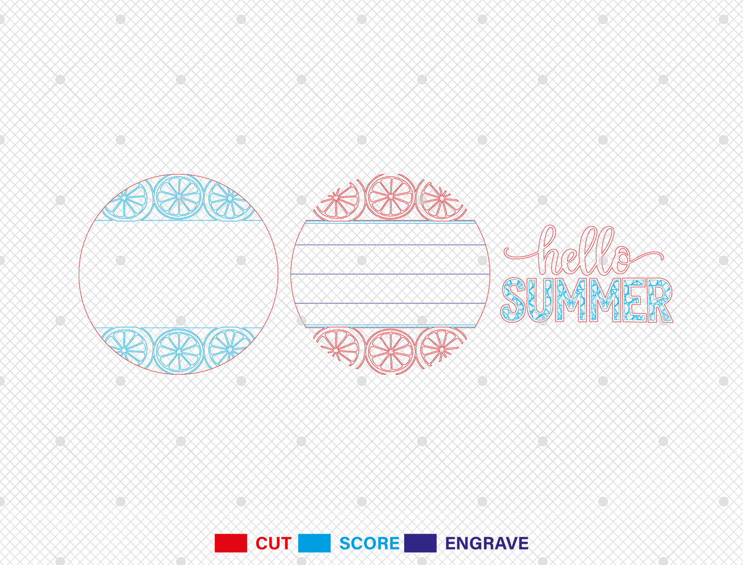 “Hello Summer” Citrus Door Sign SVG for Glowforge and xTool