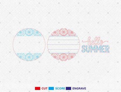 “Hello Summer” Citrus Door Sign SVG for Glowforge and xTool