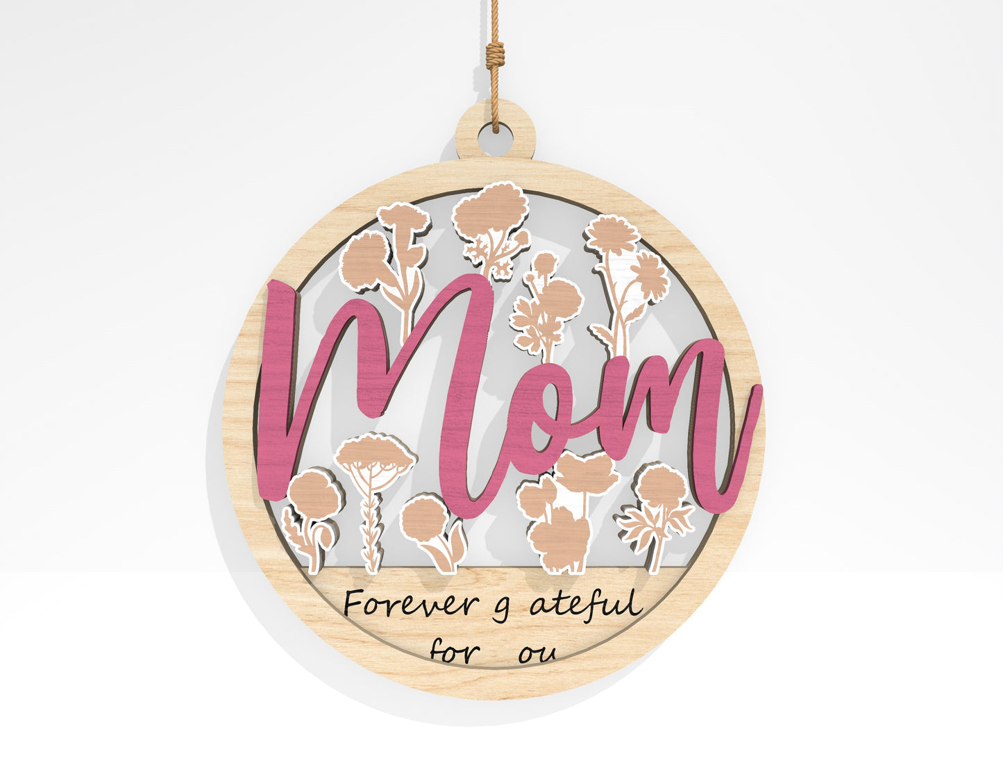 Mother's Day Floral Round Ornament SVG Bundle for Glowforge