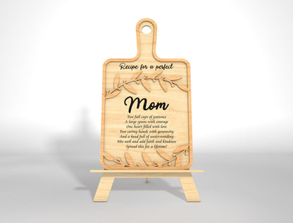 Mother's Day Cutting Board Recipe Mom SVG Bundle for LightBurn and xTool