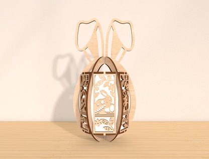 Easter Bunny Lantern Laser Cut File | DIY Wooden Bunny Light Decor | Spring Home Accent | Glowforge, xTool, LightBurn, etc.