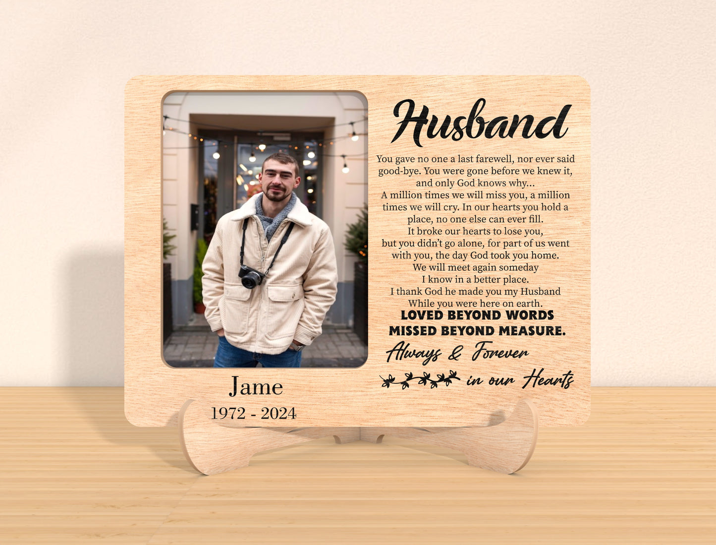 Memorial Photo Tabletop Sign SVG Personalized Laser Cut File  for LightBurn and Glowforge