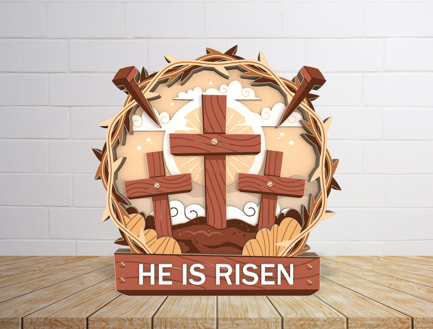 He Is Risen Cross Scene SVG Bundle 3 Designs for Glowforge and xTool