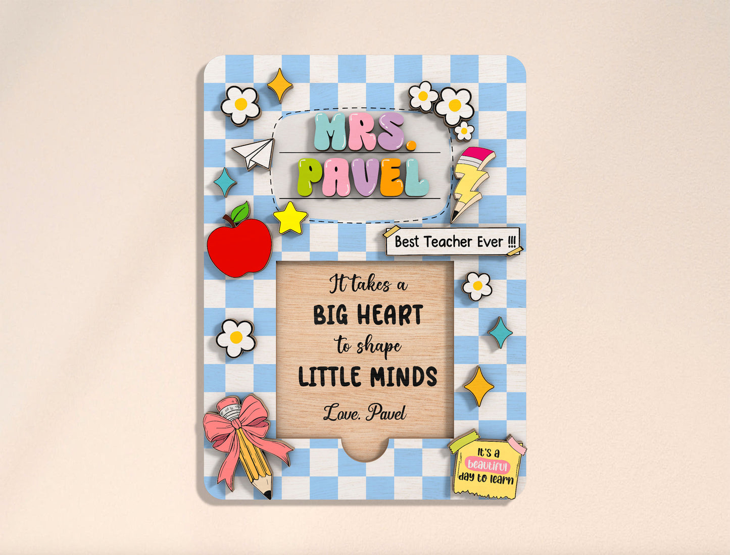 Personalized Teacher Sticky Note Holder SVG Bundle Laser Cut File for Glowforge and LightBurn