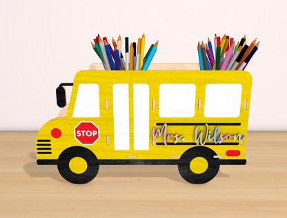 School Bus Pen Holder SVG Bundle Laser Cut File for Glowforge and xTool