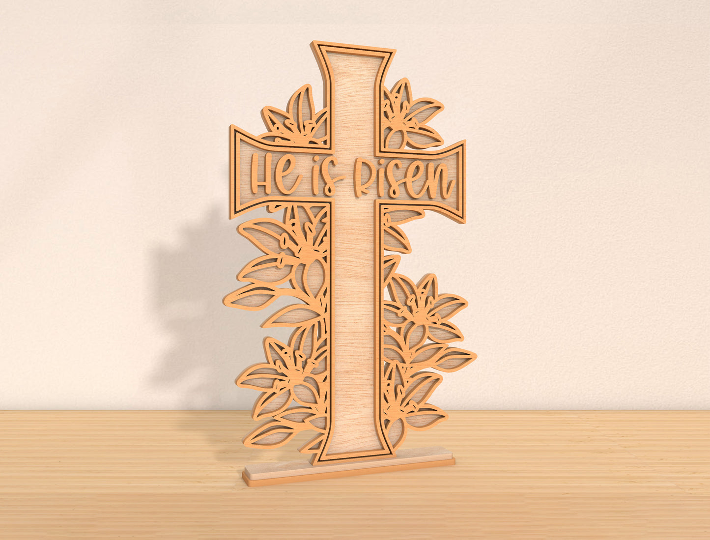 Multilayer Cross Lily SVG Bundle Christian Floral Faith for LightBurn