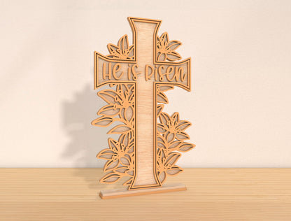 Multilayer Cross Lily SVG Bundle Christian Floral Faith for LightBurn