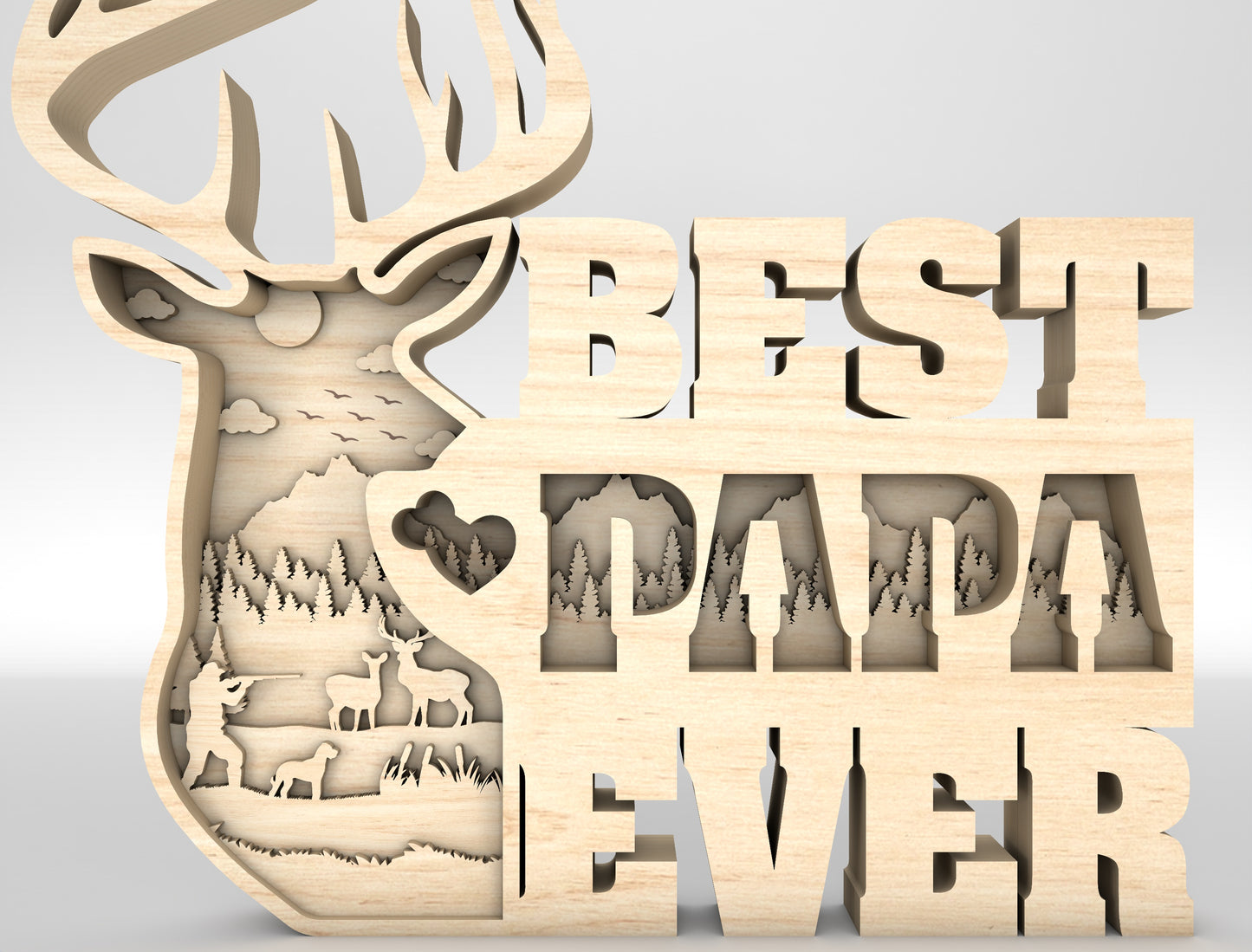 Best Dad Ever Deer Sign SVG Laser Cut File for LightBurn and Glowforge