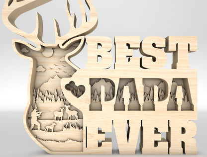 Best Dad Ever Deer Sign SVG Laser Cut File for LightBurn and Glowforge