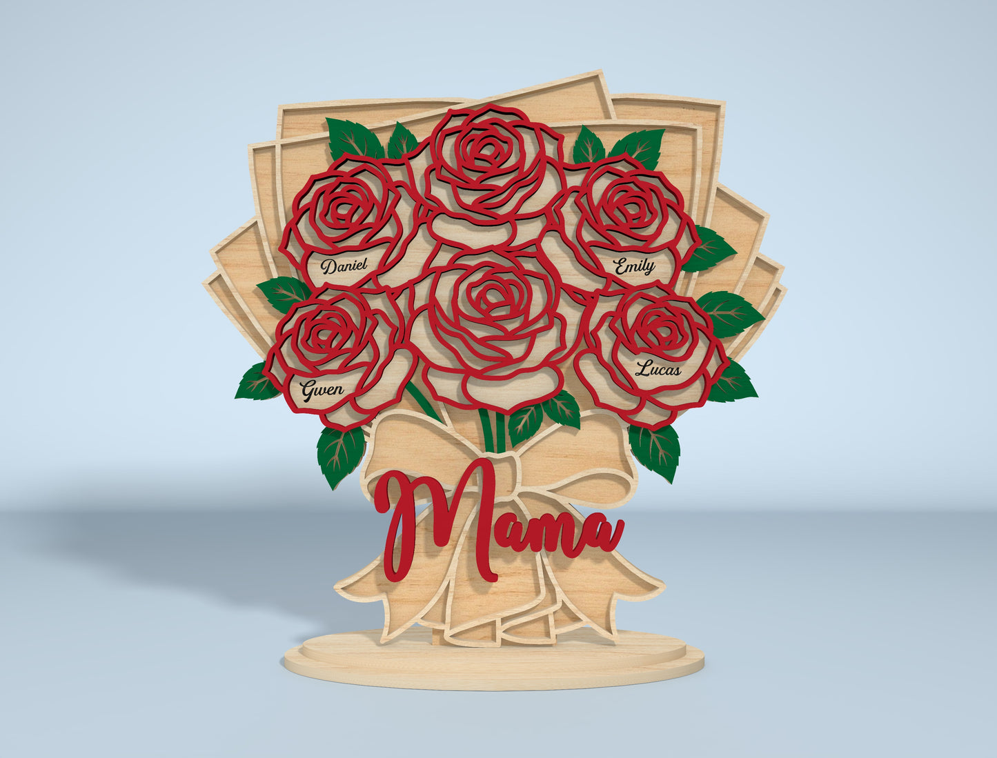 Personalized Rose Bouquet Stand Sign SVG for xTool and LightBurn