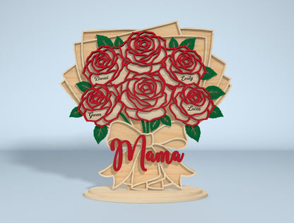 Personalized Rose Bouquet Stand Sign SVG for xTool and LightBurn