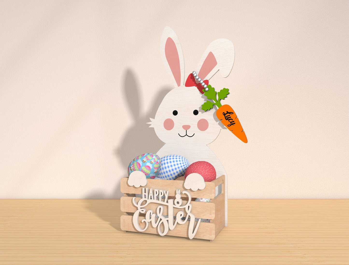 Personalized Bunny Easter Basket Holder SVG Bundle for Glowforge and xTool