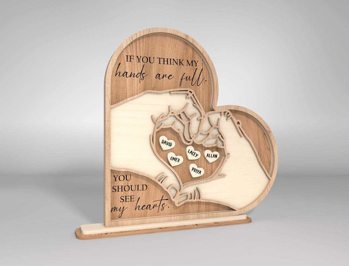 Heart Hands Family Layered SVG Bundle Mom Scene for LightBurn
