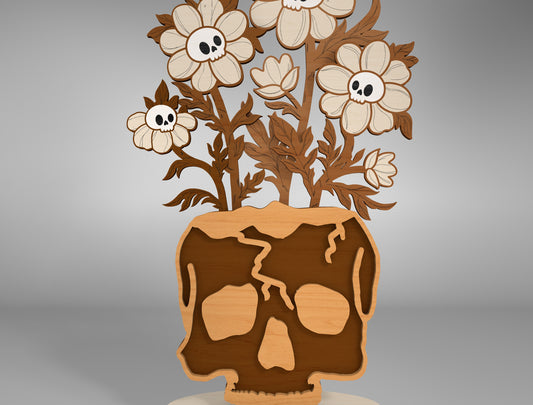 Halloween Skull Flower Table Decor SVG for Glowforge xTool LightBurn