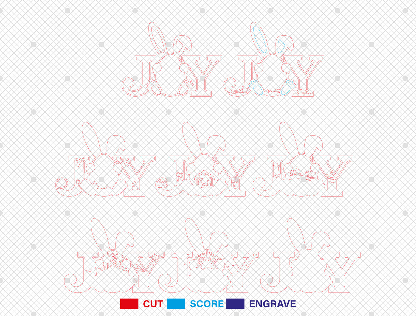 JOY Easter Bunny Multilayer Nativity Scene SVG for LightBurn and Glowforge