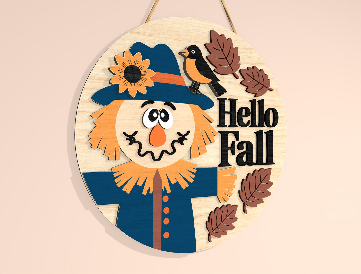 Scarecrow Welcome to Our Patch Door Hanger SVG Set for Glowforge xTool LightBurn 2 Designs
