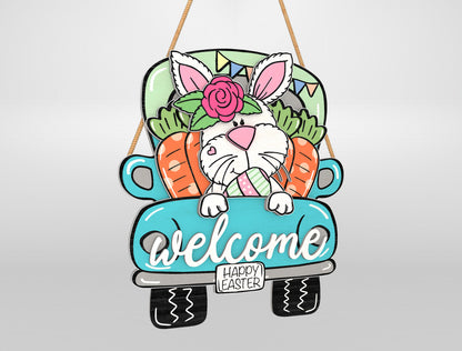 Easter Bunny Truck Door Hanger SVG Bundle Welcome Easter for LightBurn