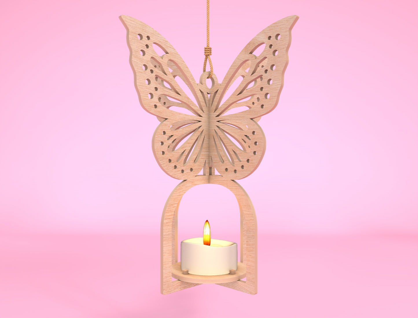 Hanging Butterfly Candle Holder SVG Bundle Laser Cut File for Glowforge and LightBurn