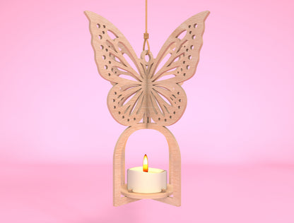 Hanging Butterfly Candle Holder SVG Bundle Laser Cut File for Glowforge and LightBurn