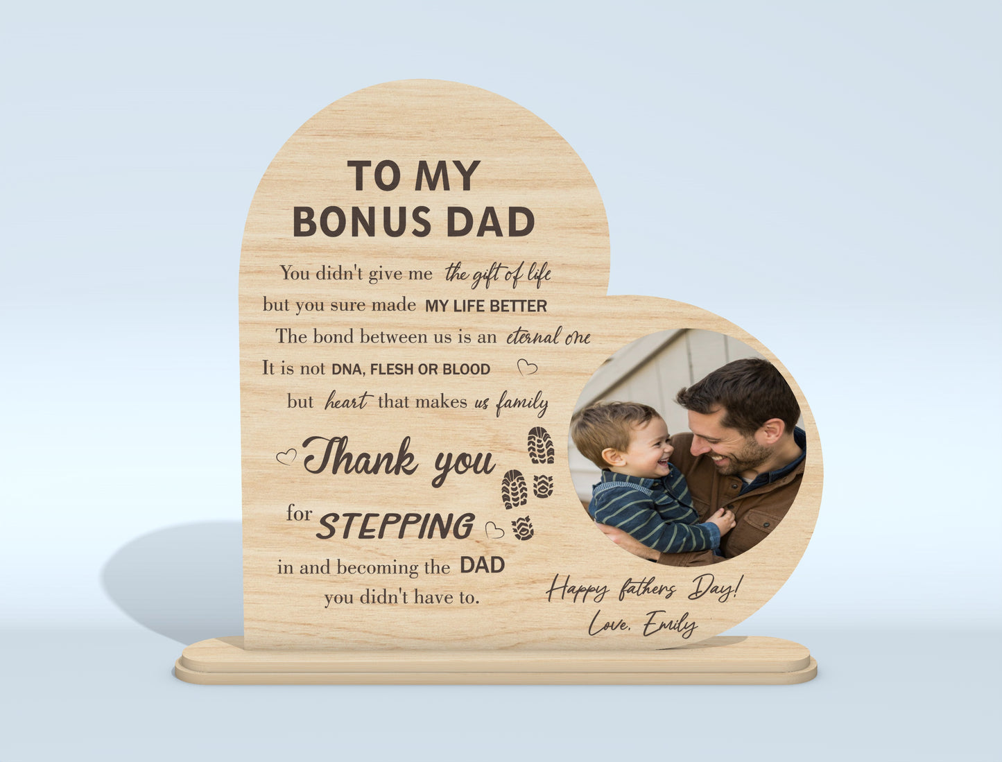 Personalized Heart Shaped Dad Photo Frame SVG Laser Cut File for LightBurn and xTool