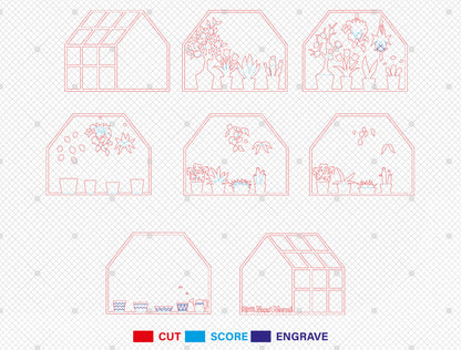 Multilayer Greenhouse Plant SVG Laser Cut File for Glowforge and LightBurn