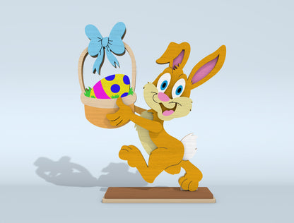 7 Easter Bunny Standee Designs | Cartoon Rabbit & Egg Laser Cut File | Digital Download | Ready to Cut for Glowforge, xTool, LightBurn, etc.