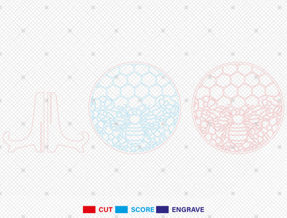 Custom Name Bee Honeycomb Sign SVG for Glowforge and LightBurn