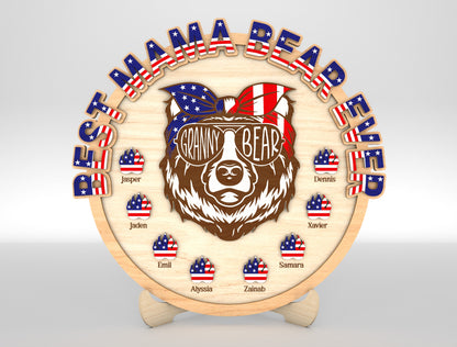 Personalized Patriotic Mama Bear Sign SVG Laser Cut File for xTool