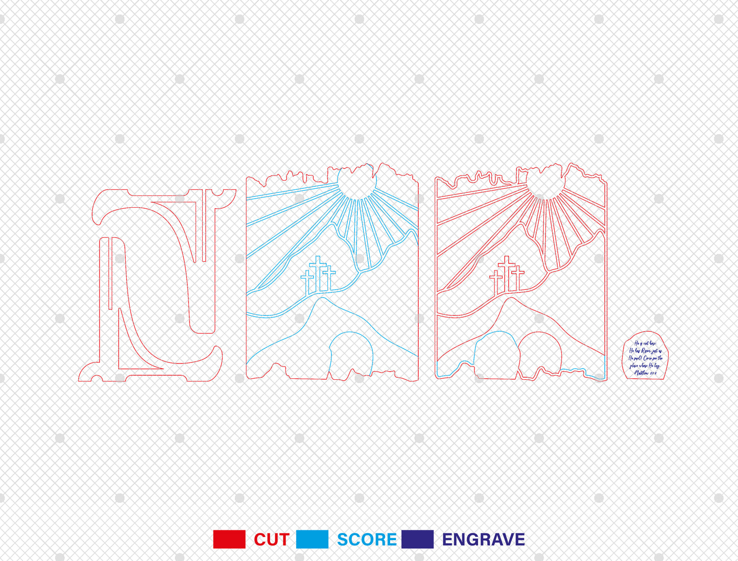 Easter Resurrection Scene SVG Christian Cross Landscape for Glowforge