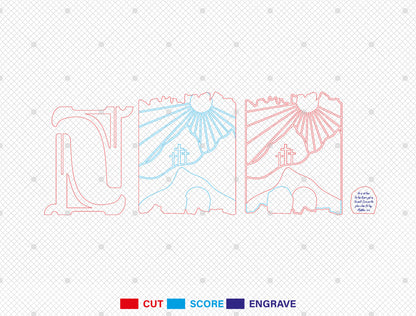 Easter Resurrection Scene SVG Christian Cross Landscape for Glowforge
