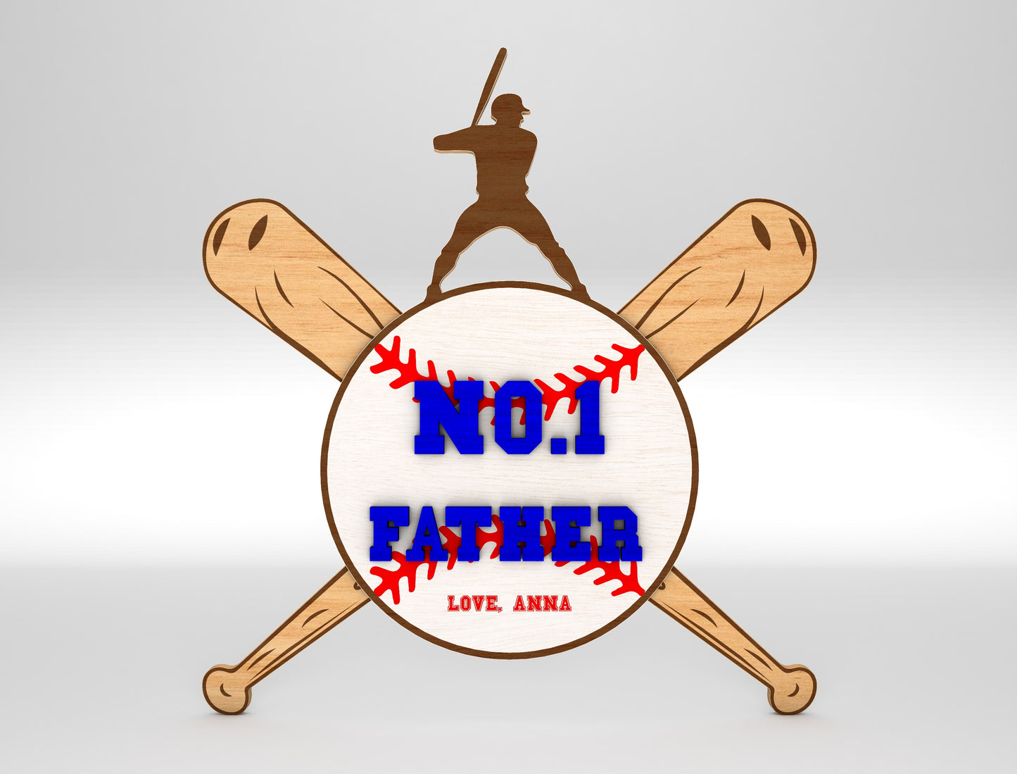 No.1 Dad Baseball Sports Sign SVG Laser Cut File for Glowforge and xTool